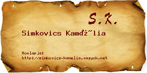 Simkovics Kamélia névjegykártya